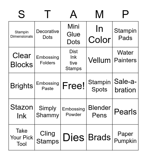 Stampin Retreat Bingo Card