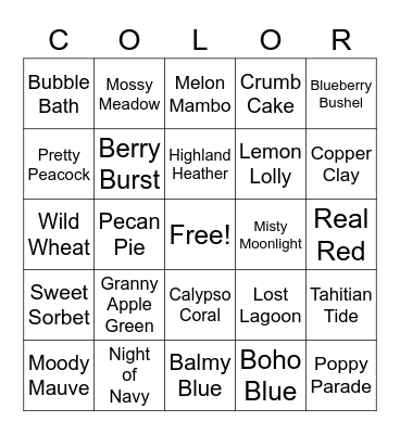 Stampin’ Up! Color Bingo Card