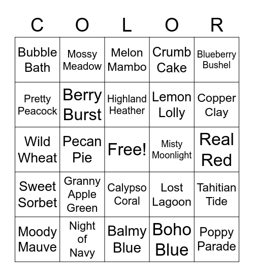 Stampin’ Up! Color Bingo Card