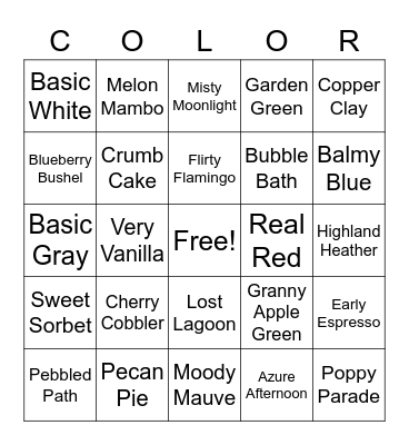 Stampin’ Up! Color Bingo Card