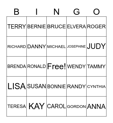 NICHOLS FAMILY REUNION Bingo Card