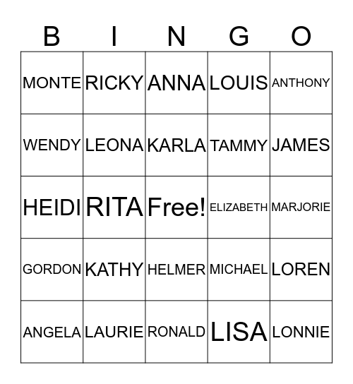 NICHOLS FAMILY REUNION Bingo Card