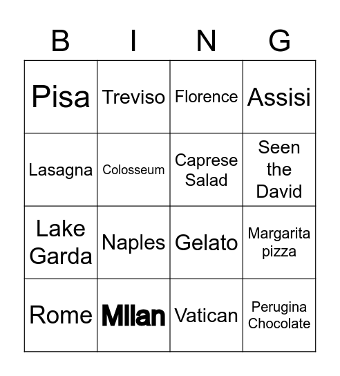 ITALY Bingo Card