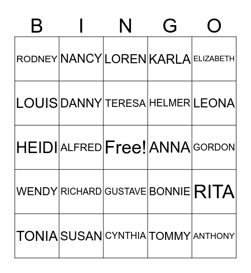 NICHOLS FAMILY REUNION Bingo Card