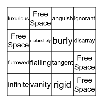 Tuck Everlasting Bingo Card