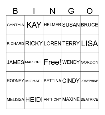 NICHOLS FAMILY REUNION Bingo Card