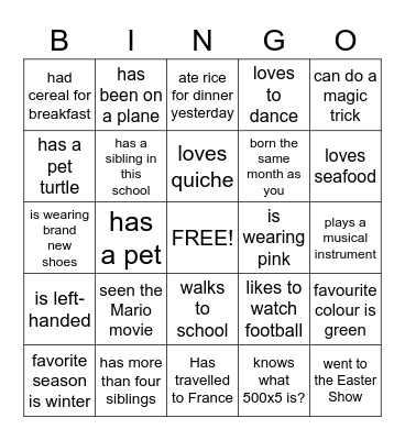 Find someone in the room who... Bingo Card
