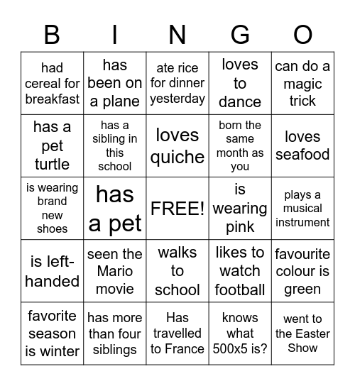 Find someone in the room who... Bingo Card