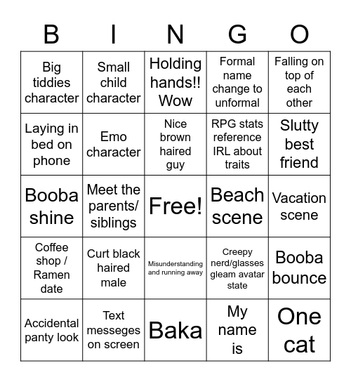 Lv999 Bingo Card