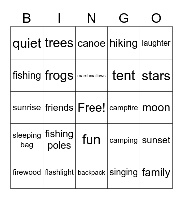Monmouth-Roseville Summer Camp Bingo Card