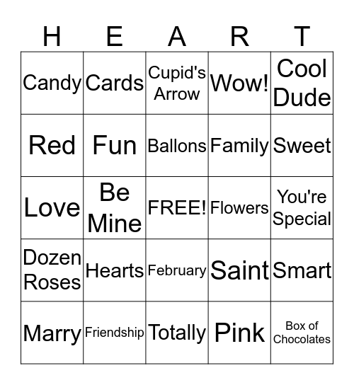 VALENTINE'S DAY BINGO Card