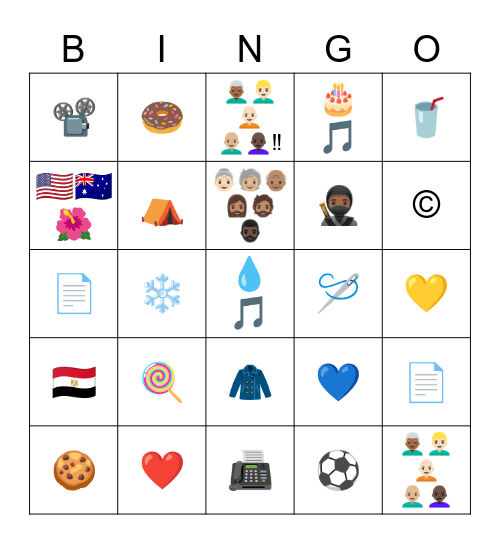 Objects Bingo Card