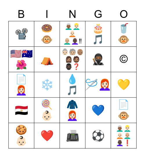 Objects Bingo Card