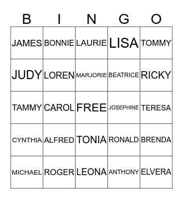 NICHOLS FAMILY REUNION Bingo Card