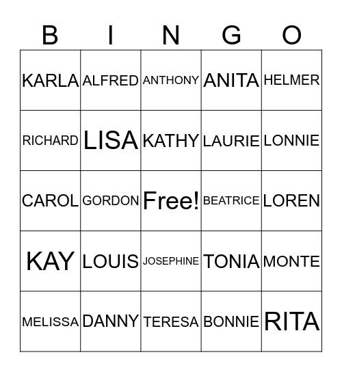 NICHOLS FAMILY REUNION Bingo Card