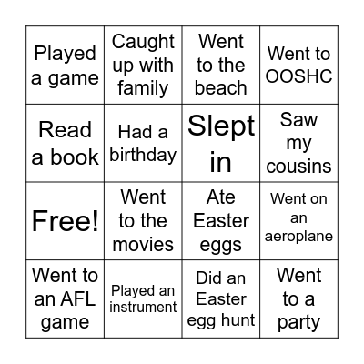 Holiday Bingo Card