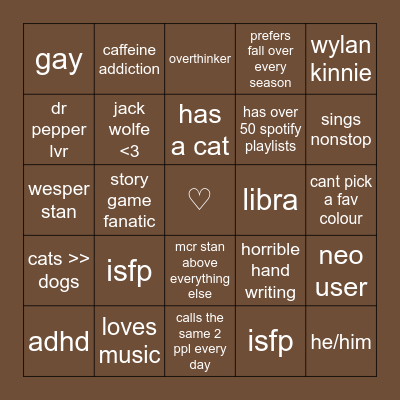 wy bingo! Bingo Card