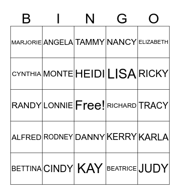 NICHOLS FAMILY REUNION Bingo Card