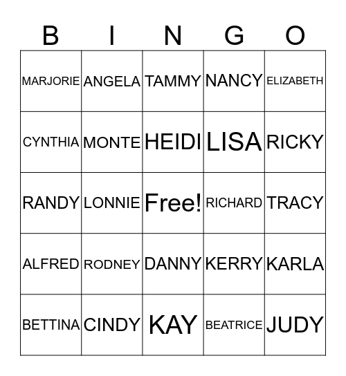 NICHOLS FAMILY REUNION Bingo Card