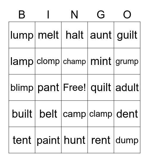 Unit 8 Bingo (nt, lt, mp) Bingo Card