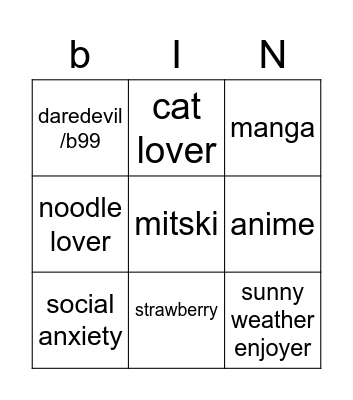 💮 Bingo Card