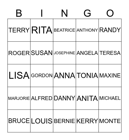 NICHOLS FAMILY REUNION Bingo Card