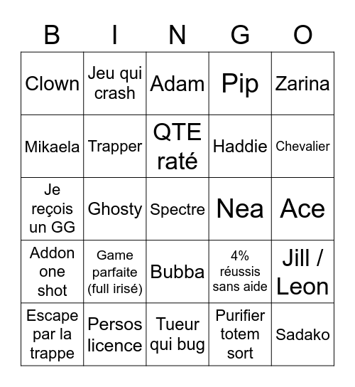 Dead by Bingo Card