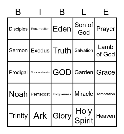 Bible Bingo Card