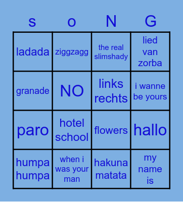 muziek bingo Card