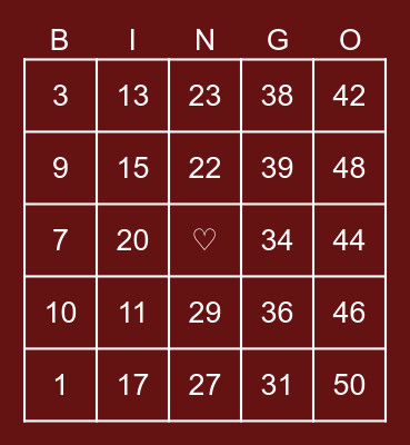 MORNING STAR Bingo Card