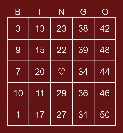 MORNING STAR Bingo Card