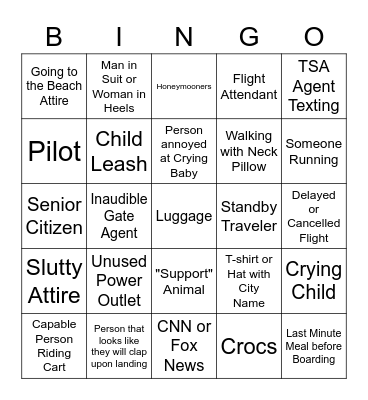 Airport Bingo Card