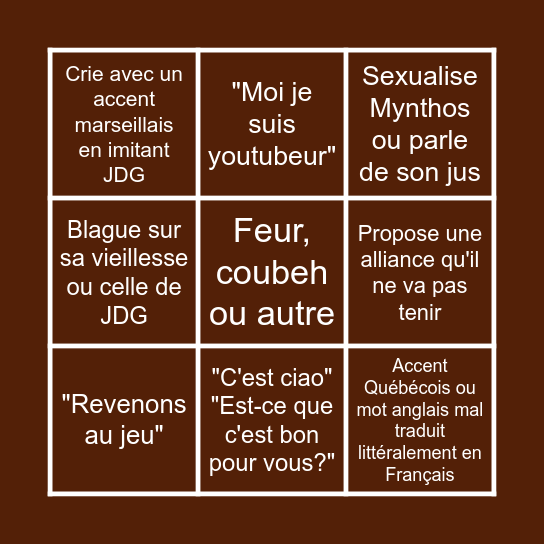 Bingo Soirées du Lundi - Antoine Daniel Bingo Card