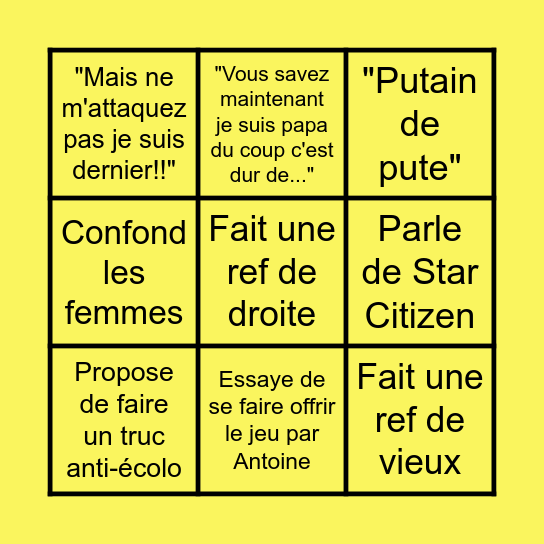 JDG Bingo Card