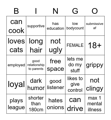 are you my type Bingo Card