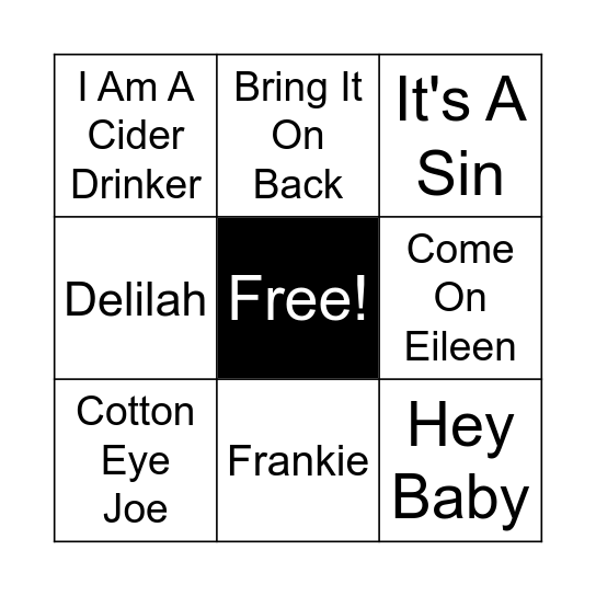 All Or Nothing Bingo Card