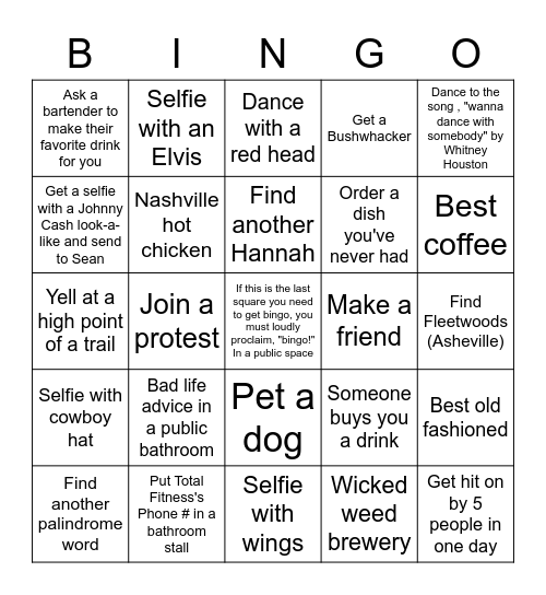 Hannah's Bingo Card