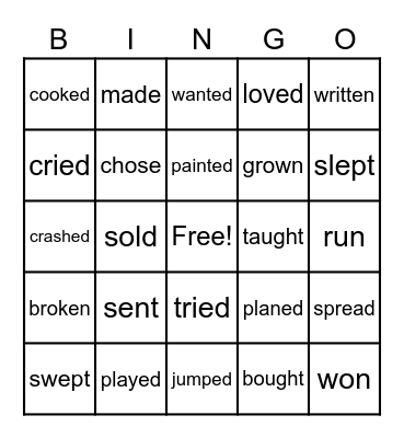 Past Participle | Verbs Bingo Card