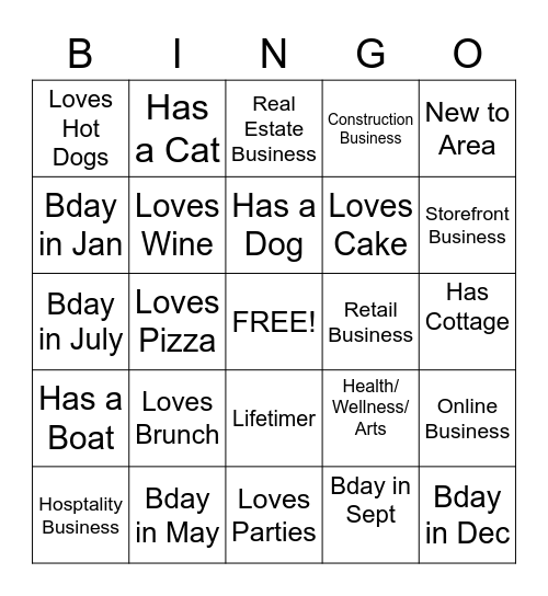 CNACC Business Bingo Card