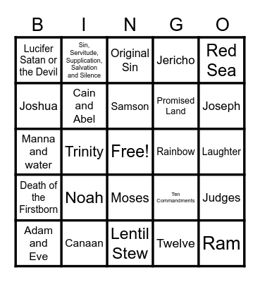 Bible Timeline Review Bingo Card
