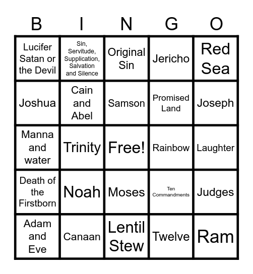 Bible Timeline Review Bingo Card