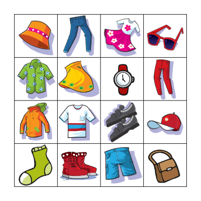 Clothes and accessories Bingo Card