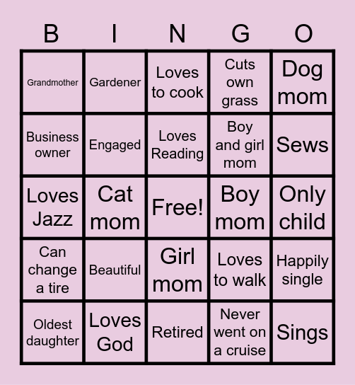 Women Bingo Card