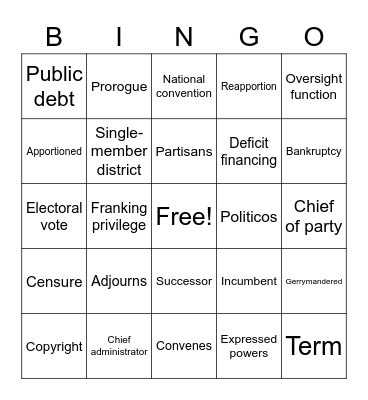 Bill to law Bingo Card