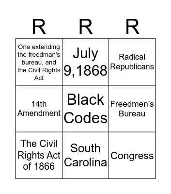 Radical Republicans  Bingo Card