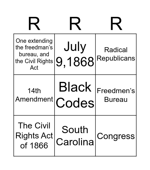 Radical Republicans  Bingo Card