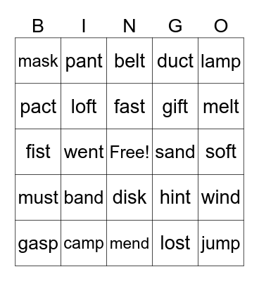 end - Blends Bingo Card