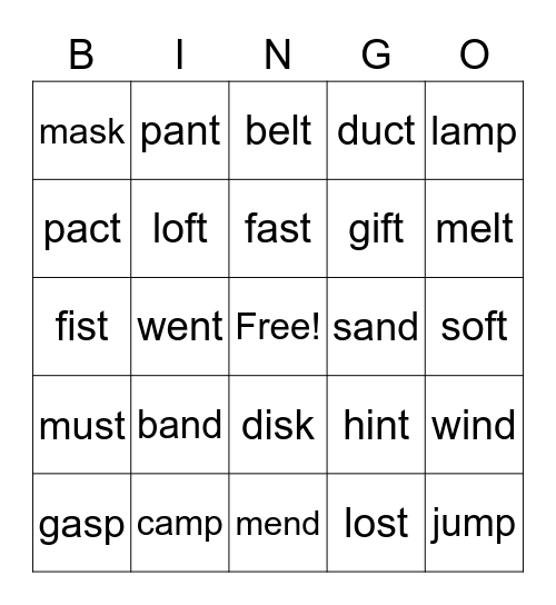 end - Blends Bingo Card