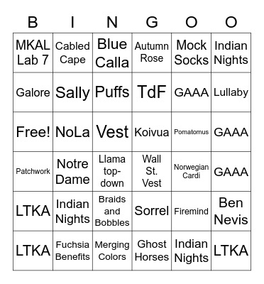 WiP Bingo Card