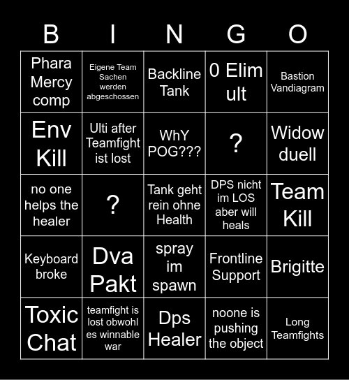 Overwatch bingo Card